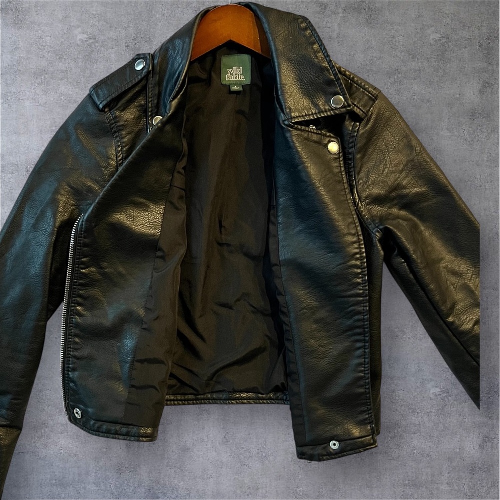 Wild Fable Black Faux Leather Motorcycle Jacket Women’s Small - Picture 5 of 6